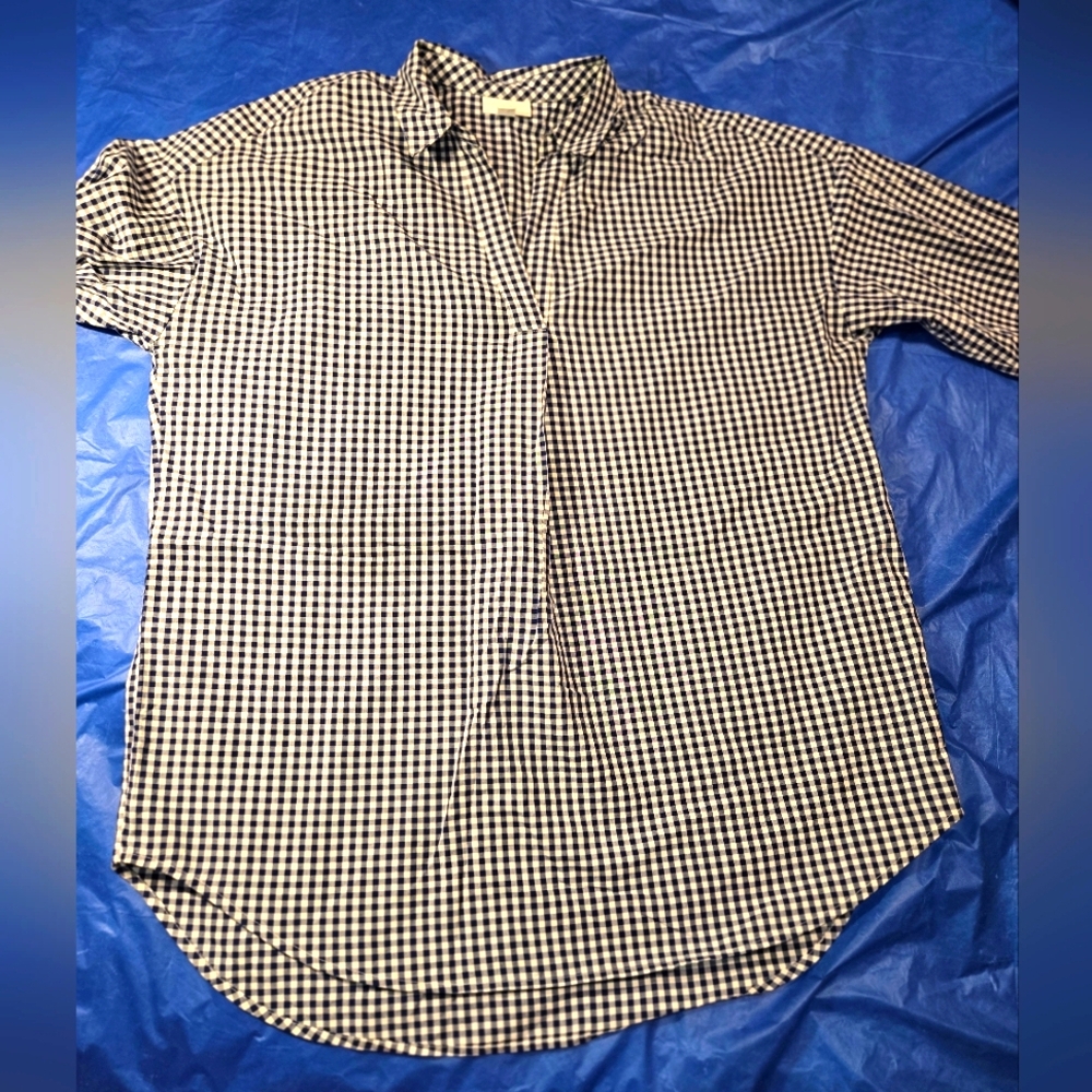 JJill Gingham Blouse. 3/4 Sleeve. Cotton Blend. Women's Size Medium